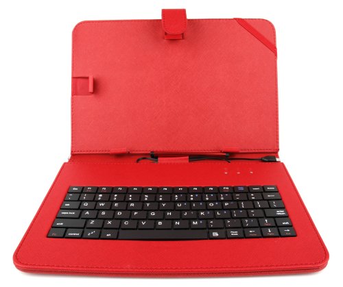 Durable Red Case With Micro USB Keyboard   Stylus Pen For Use With Hannspree Hannspad   Thalia Tablet PC 4  By DURAGADGET