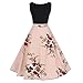 Produktbild Transer Spielraum Frauen Vintage Floral Bodycon Print Sleeveless Beiläufige Abend Partei Taille Kleid Sommerkleid Partykleid (M, Schwarz)