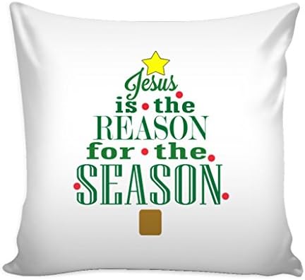 Jesus is the Reason for the Season Decorative Pillow Cover 16"x16" - Christmas Holiday Decor