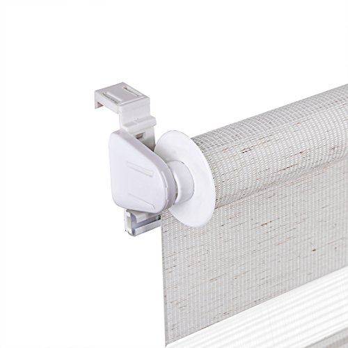 OBdeco Doppelrollo Klemmfix 80x150cm Flachs Duo Rollo ohne Bohren mit Klemmträgern Fensterrollo - 5