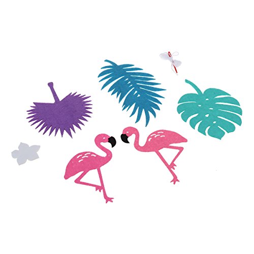 Tinksky Flamingo Blätter Banner Girlande Banner für Geburtstags Luau Party Dekoration (lila) - 5