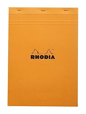 Rhodia - N°18 - Bloc Agrafé 80 Feuilles Détachables - Petits carreaux 5x5 - Format A4 (21 x 29,7 cm) - Orange