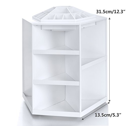 Homdox 360 Grad Drehbare Multifunktionale Kosmetik Ständer Aufbewahrungbox Make up Organizer Aufbewahrungsbehälter Kosmetikregal (Weiß) - 6