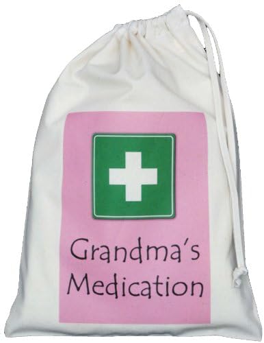 Grandma's Medication Small Storage Bag - Small Natural Cotton Drawstring Bag - SUPPLIED EMPTY