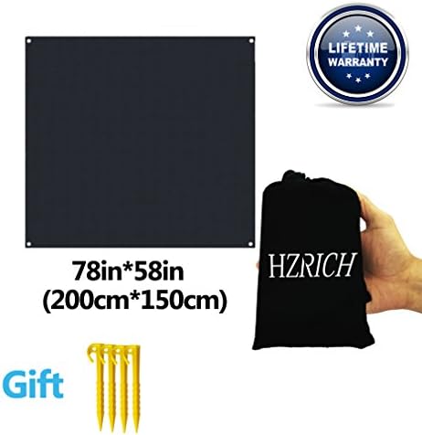 Pocket Blanket, HZRICH 200*150cm Beach Blanket, Beach Mat, Soft, Lightweight Oversized, Durable Lightweight, Sand-proof for Outdoor Travel Hiking Camping Picnic Festivals - Black