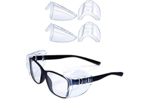 CAREOR Eyeglass Wing, Anti-Slip On Clear Side Shields for Safety Glasses, Safety Glasses Flexible Side Shields- Fits Small/Medium/Large Eyeglasses (DOUBLE HOLE-4 PC-M)