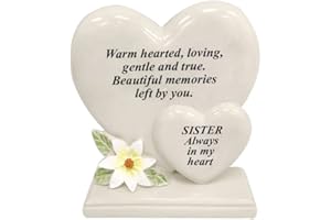 ONLINESTREET Personalised Grave Ornament/Memorial Plaque with Double Hearts | Graveside Decoration Gift in the Loving Memory of your Loving Deceased Ones (Sister)