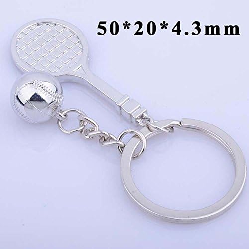 QJONKE 6 pieces Metal tennis Tennis rackets Shape Key Pendant Key Ring keychain Pendant Trinkets Gift