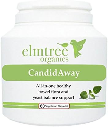 Elmtree Organics - CandidAway - Anti-Candida, healthy gut and detox formula - Strengthens Immunity, Reduces Stress - Suitable for Vegetarians - 60 Capsules Per Pot