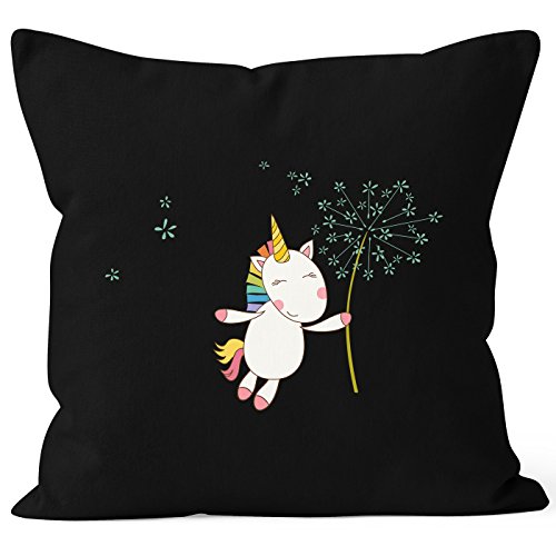 Kissenbezug Einhorn mit Pusteblume Kissen-Hülle Deko-Kissen 40x40 Baumwolle MoonWorks® schwarz Pullover