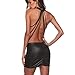 Produktbild Bandage Dessous - cinnamou Frauen Kunstleder Bodycon Kleid Unterwäsche Rückenfrei Hängender Hals Bodysuit Bandage Dessous Versuchung Clubwear (Schwarz, L)