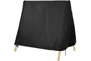 REMIXAST Housse de Balançoire de Patio 3 Places Protecteur de Meubles d'Extérieur Imperméable Anti-Poussière avec Cordon Réglable Tissu Oxford 210D Noir (Noir, 182x139x170cm)