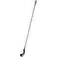 Rengvo Rudra Exports Teardrop Twisted Design Japanese Style Long Handle Silver Stirring Bar Spoon , 12 Inches