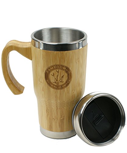 Bamboomug ED5018 Kaffee- oder Teebecher mit Griff, doppelwandig, aus Edelstahl und Bambus, 400 ml - 3