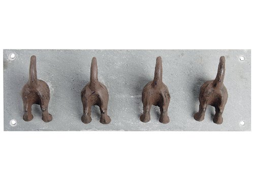 Esschert Design Haken 'Hundeschwanz' aus Schiefer/Gusseisen, 40 x 6,5 x 10 cm