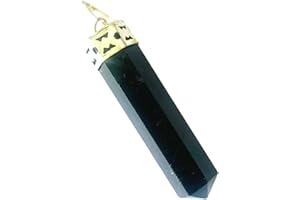 crystalmiracle Tormalina 6 Ciondolo sfaccettato Guarigione di cristallo Accessorio di moda Regalo Benessere Aura psichica Realizzato a mano per unisex, Nero, 1,25 Pollici Ca