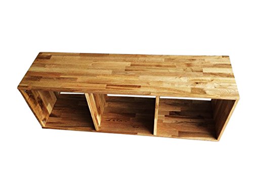 SAM® Stilvolles Holz-Regal Cube III aus Wildeiche, Massiv-Würfel mit 3 Fächern und pflegeleichter geölter Oberfläche, natürliche Optik, ideal kombinierbar mit anderen Möbeln, 105 x 36 cm - 3
