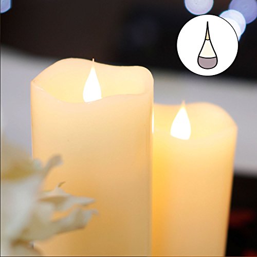 LED Kerzen flammenlose Kerzen mit Romote Control und Timer, simplux fließfähig 3D Fireless Flamme, echtes Wachs, batteriebetrieben, elfenbeinfarben, 7,6 x 12,7 cm (3×5 Zoll), für Hochzeit Party Dekorationen - 7