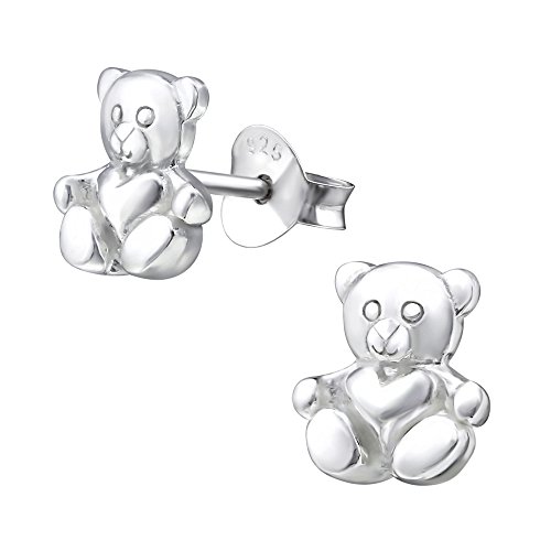 Laimons Mädchen Kids Kinder-Ohrstecker Ohrringe Kinderschmuck Teddybär Bär Bärchen Kopf glanz aus Sterling Silber 925