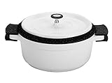 ROSSETTO Cocotte Ronde Blanc, Fonte d'Aluminium, Revêtement Aspect Pierre, Tous Feux (24cm)
