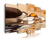 Listo para colgar. Dekoarte 153 - Cuadro moderno en lienzo 5 piezas XXL estilo zen con piedras en equilibrio, 200x3x100cm
