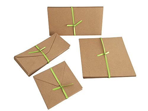 Jumbo Set, Umschläge und Faltkarten aus Naturkarton, 50 Karten + 50 Umschläge in quadratisch und DIN Lang, 100 Teile in einem Set, ideal zum Selbstgestalten - 2