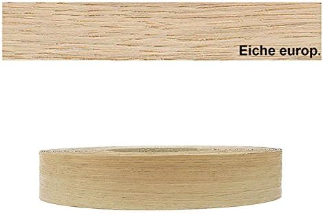 Mprofi (20&nbsp;m Roll) Real Wood Edge Veneer Edging Veneer Oak European Self-Adhesive with Hot Melt Adhesive Iron-On 22 mm Wide HR2022