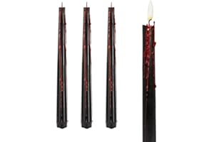 INEVITABLE Pack of 3 Bleeding Candles | 25cm Black Tapered Candles with Bleeding Red Wax Effect | Halloween, Vampire, Goth Party Decoration