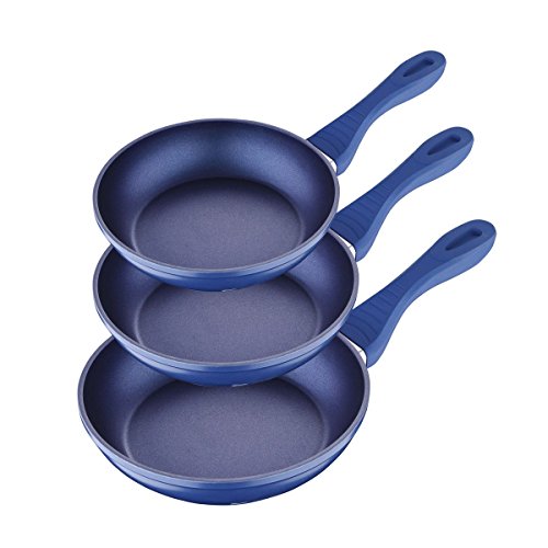 Bergner Q0892 Set de 3 sartenes 16-20-24 cm, en Aluminio Forjado, Azul