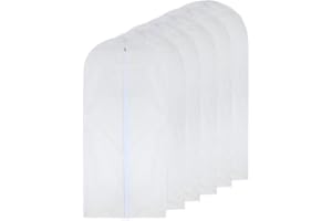 HomeClean Garment Bag Clear 60 x 120cm(24'' x 48'') Long Suit Bag Dust Moth Proof Garment Bags White Breathable Full Zipper Dust Cover for Dance Dress Clothes Pack of 6