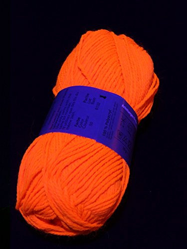 UV Schwarzlicht Wolle orange, 50g Neon Schwarzlicht Stringart Goa