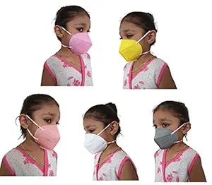 KIARVI GALLERY Kids Reusable Washable 5 Layer with Melt Blown Fabric N95 face mask without Valve anti-pollution (Pack of 5 Multicolor)