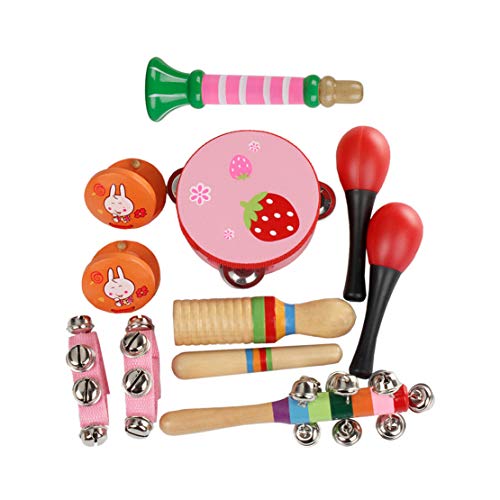 Preisvergleich Produktbild Happy Event Hölzernes Percussion Musikinstrument Spielzeug 11pcs pädagogisches Musikspielzeug (Rosa)