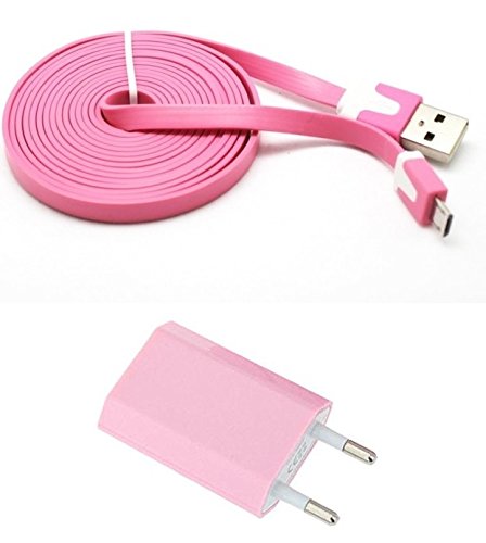 Reido® Noodle (Pink) 2in1 Set Adapter + USB Datenkabel für Samsung SM-G900F Galaxy S5 Galaxy S7 S4 S3 S2 S6 S5 S6edge (Nudel-Flachkabel) Samsung Galaxy S6 S5 S7edge Galaxy S4 S5 I9300 I9505 S4mini S2 i9100 I9300 Galaxy S4 Galaxy S3 S3Mini S5mini Galaxy S3mini / S 4S4mini / S5 S5mini I9505 Galaxy S4 I9300 Galaxy I9100 I8190 I9500 Micro-USB Ladegerät Ladekabel Netzteil (kein Original) (2in1 Noodle Pink Adapter+Kabel)