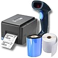 TSC Te 244 Barcode Monochrome Wired Home InkJet Printers And Ls450 1D Scanner With One Label Roll And One Wax Ribbon Free, Black