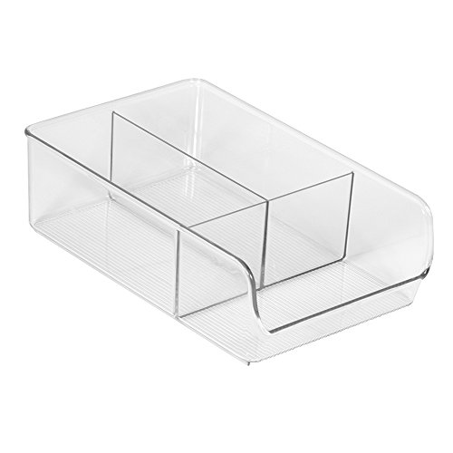 InterDesign Linus Aufbewahrungsbehälter für Küche, Kühlschrank, Gefrierschrank - 3 Fächer, Durchsichtig