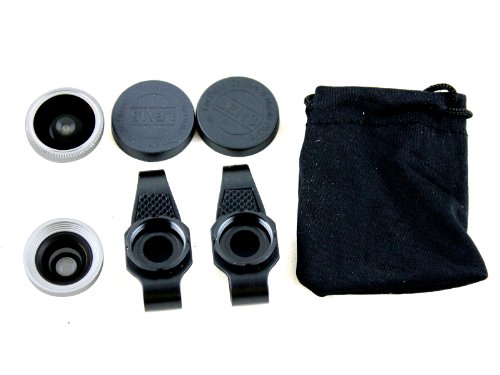 détail Apexel Lot 3 en 1 avec clip universel, objectif fish eye 180°/grand angle 0,67x et objectif macro pour iPhone 4/5 Argenté