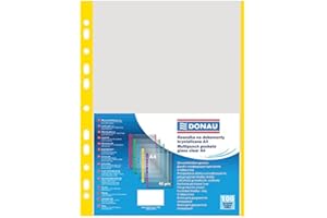 Punched Pockets DONAU PP A4 Orange Peel 40 Micron Coloured Spine Feature Yellow 100pcs / Document Archiving/Type-Crystal/Kind-Coloured Edge/Material-PP/Colour-Yellow/Format-A4