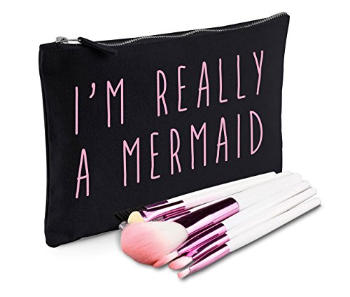 Sanfran - I'm Really A Mermaid Make-Up Bag - Medium / Black