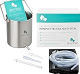Premium Einlaufset zur Darmreinigung Edelstahl 2L EBENTHAL VITAL® • Darmeinlauf-Irrigator 2M Schlauch • Klistier-Set Einlaufbecher • Heilfasten & Entgiften per Darmspülung • Inkl. Anleitung • BPA-frei