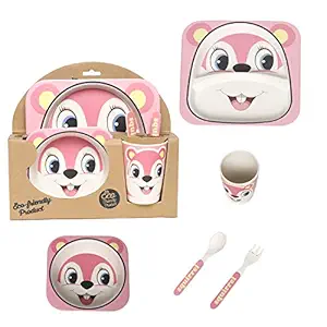 xcluma Bamboo Fiber Crockery 5pc Kids Feeding Set Cute Design Mickey Design