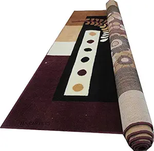 zia carpets Acrylic Fine Wool Velvet Touch and Living Room Floral Carpet ( Brown, 5 X 7 Feet)