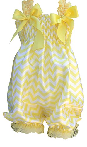 Pinkyee Girl'S Chevron Romper Yellow And White