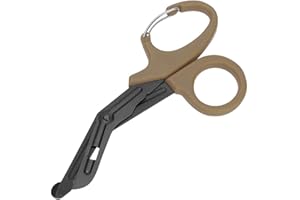 IMKRC Ciseaux à bandage en titane 19 cm, EMT et traumatisme, courbés avec revêtement noir furtif pour infirmières, étudiants, salle d'urgence (marron)