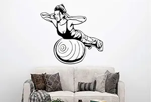 VVWV Workout Women Gym Wall Stickers for Home Living Kids Bed Room Hall Kitchen Wall Decor Stickers PVC Vinyl Decals L X H 55 X 90 CMS
