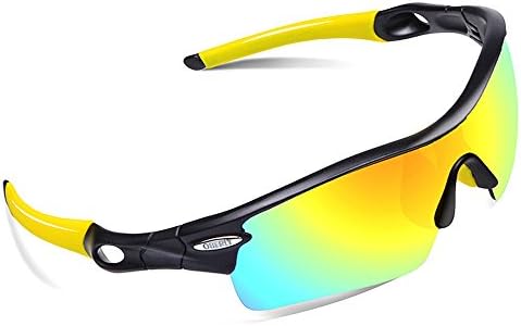 OBERLY S02 Polarized Sports Sunglasses with 4 Interchangeable Lenses for Men Women Cycling Baseball Golf Fishing Driving Glasses