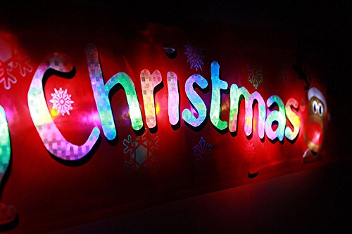 New Flashing Led Light Up Led Merry Christmas Xmas Hanging Window