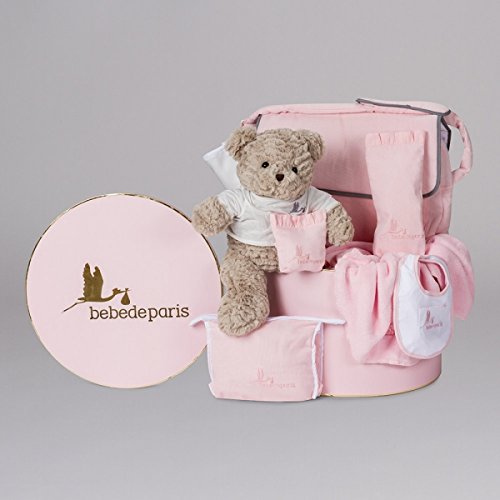 Baby Basket Vintage Box Travel- Pink- BebeDeParis- baby hamper-baby bouquet -baby gift-newborn gift