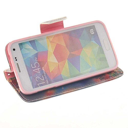 Samsung Galaxy S5 Mini Hülle, BoxTii® Schutzhülle + Frei Hartglas Displayschutzfolie, PU Leder Hülle mit Kartenfächern Magnetverschluss und Ständer Funktion für Samsung Galaxy S5 Mini, Kratzfeste Weiche Lederhülle Flip Wallet Ledertasche Wickelfalz Handyhülle mit Silikon Rückschale Case Cover für Samsung Galaxy S5 Mini (#9 Baum) - 3