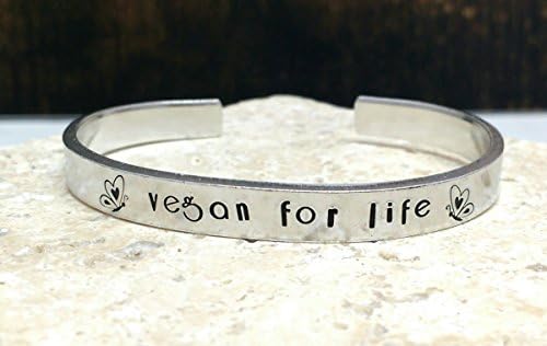 Vegan for life butterfly cuff bracelet